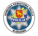Logo Komendy Powiatowej policji w Grajewie z herbem powiatu grajewskiego