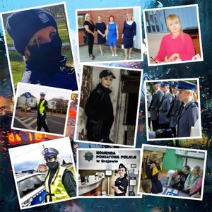 Zdjęcia archiwalne policjantek i pracownic cywilnych Komendy Powiatowej Policji w Grajewie sprzed pandemii